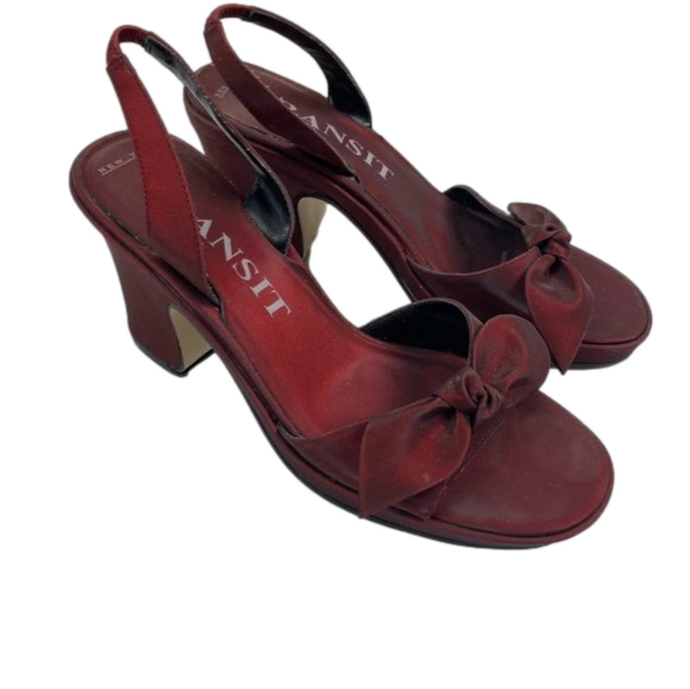 TRANSIT Burgundy Strappy Sandals with Bow